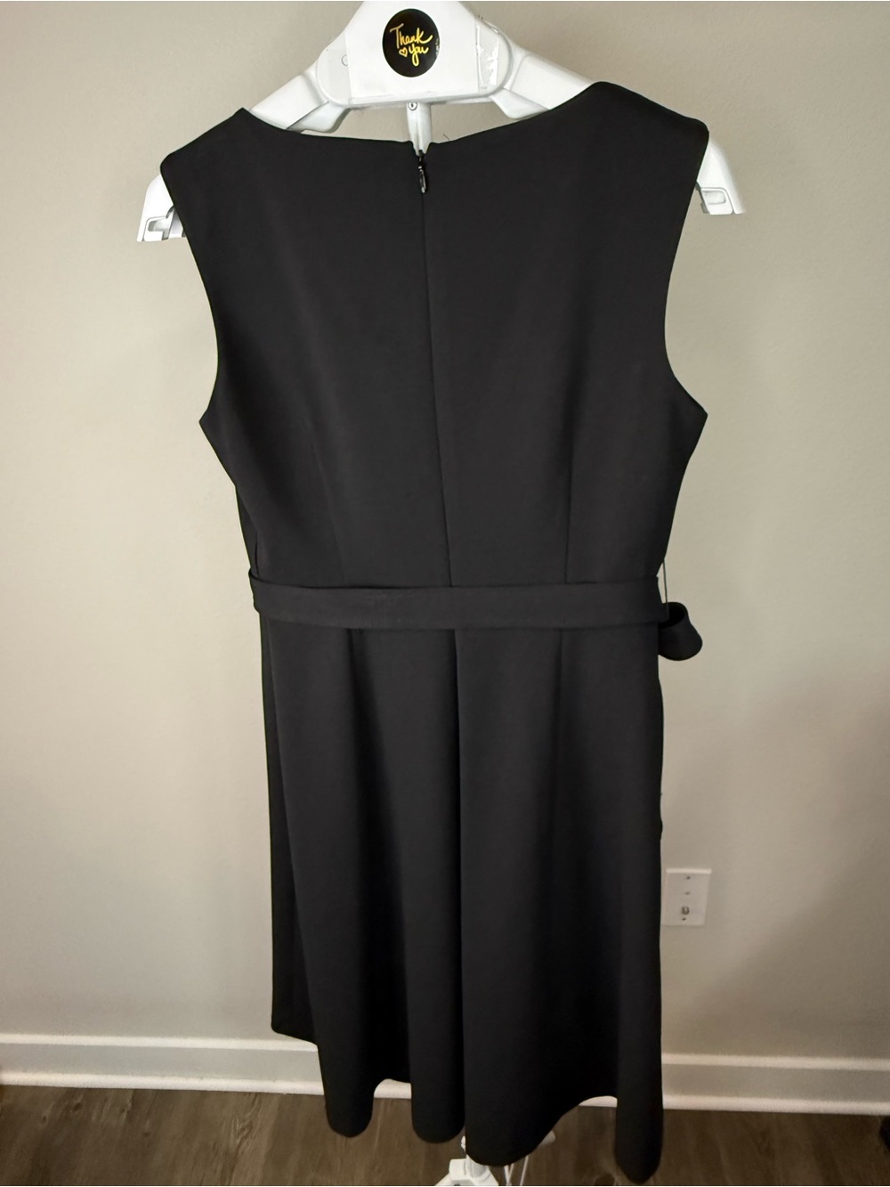NWOT! Calvin Klein Women's Belted Midi Fit Flare Cocktail Dress Black Sz 8 - Picture 8 of 9
